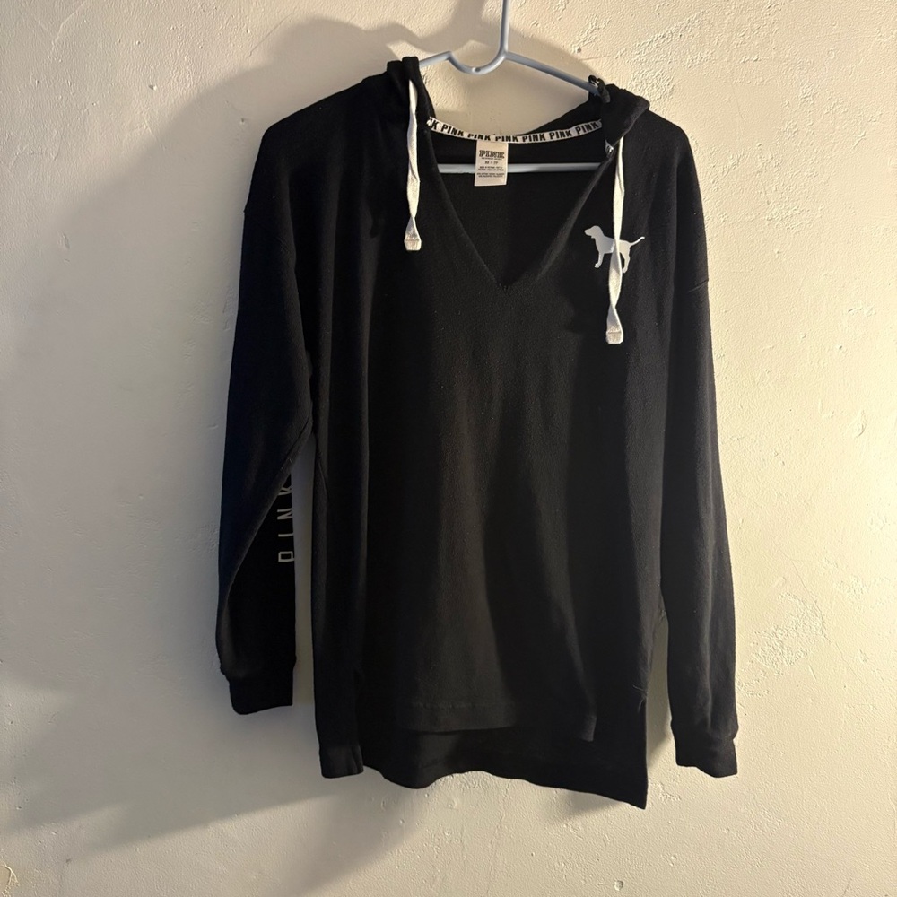 PINK Victoria's Secret Black Shirt with Hood size xs